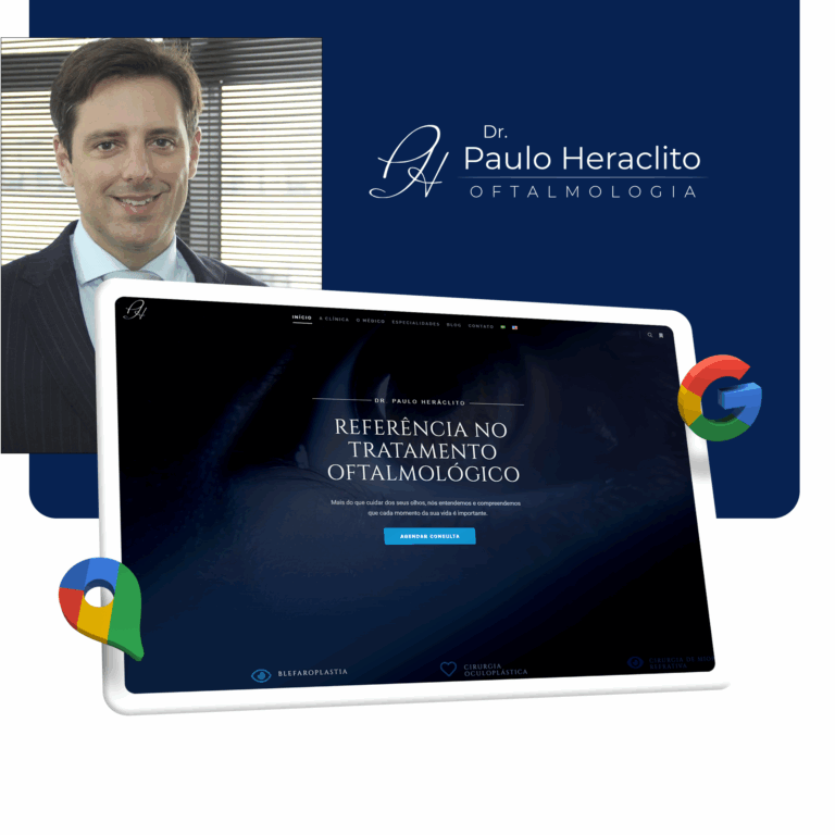 Site institucional desenvolvido pela Veemob, especialista em marketing médico, para destacar a trajetória e a autoridade do oftalmologista Dr. Paulo Heráclito. O projeto bilíngue valoriza sua credibilidade, facilita o acesso às informações e conecta pacientes do Brasil e do exterior, unindo tecnologia, confiança e acolhimento em cada detalhe da experiência digital.